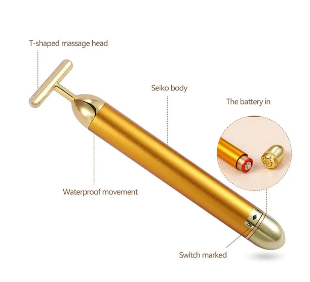 Energy 24K Gold T Beauty Bar Facial Roller Massager