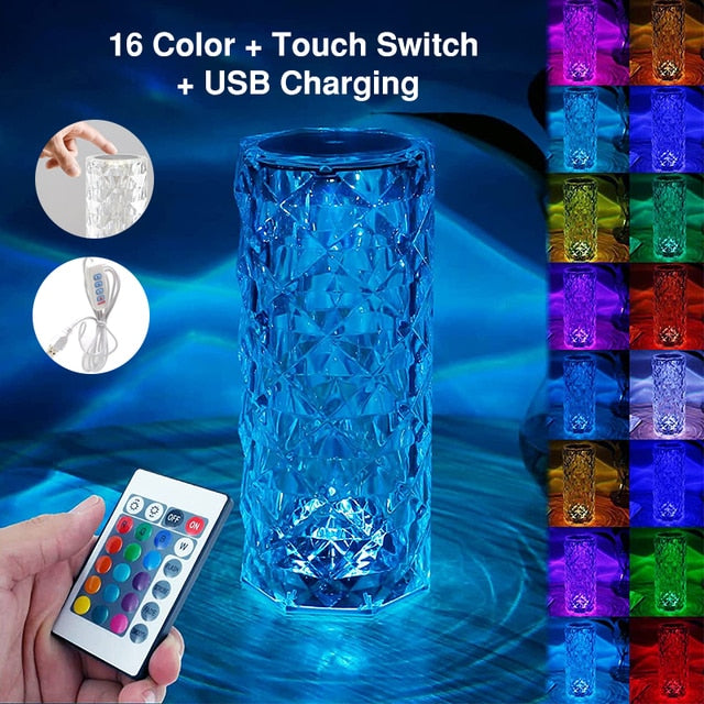 LED Crystal Table Lamp Rose Light Projector