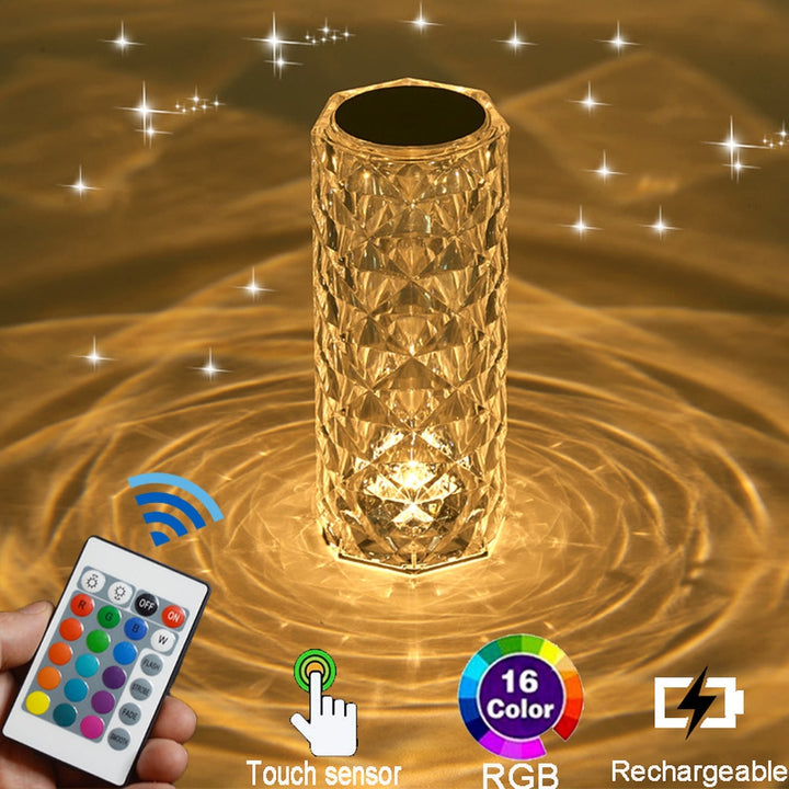 LED Crystal Table Lamp Rose Light Projector