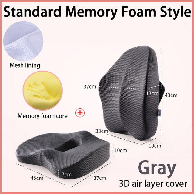 Memory Foam Seat Cushion and Orthopedic Pillow